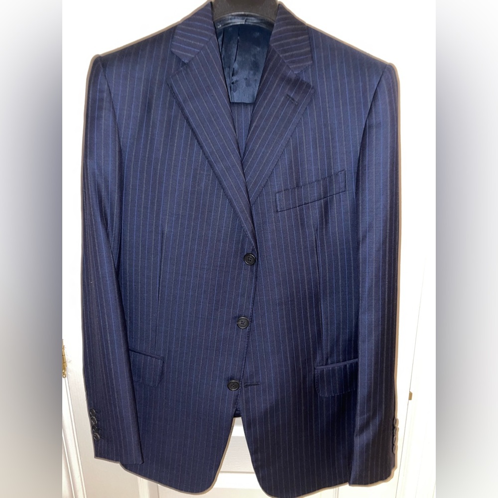Dunhill Italian-made navy pinstripe suit